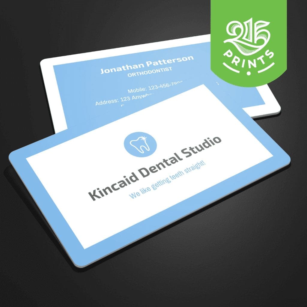 blue and white dentist business card design
