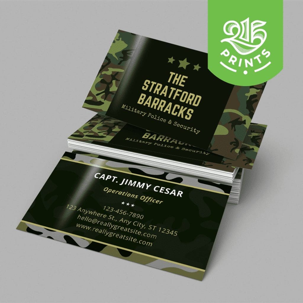 Camouflage military business card
